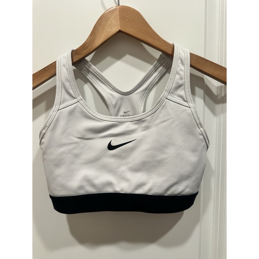 Nike White Sports Bra Black Trim XS